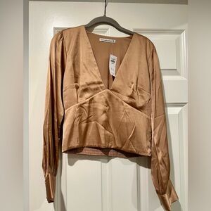 NWT Abercrombie & Fitch Brown Silk Top Size M